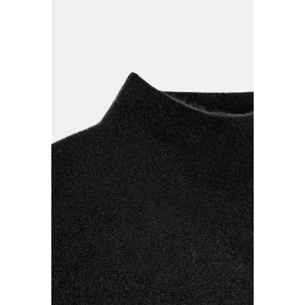 NWT Zara High Neck Sleeveless Asymmetric Hem Knit Top Open Side Appliques L - Picture 5 of 12